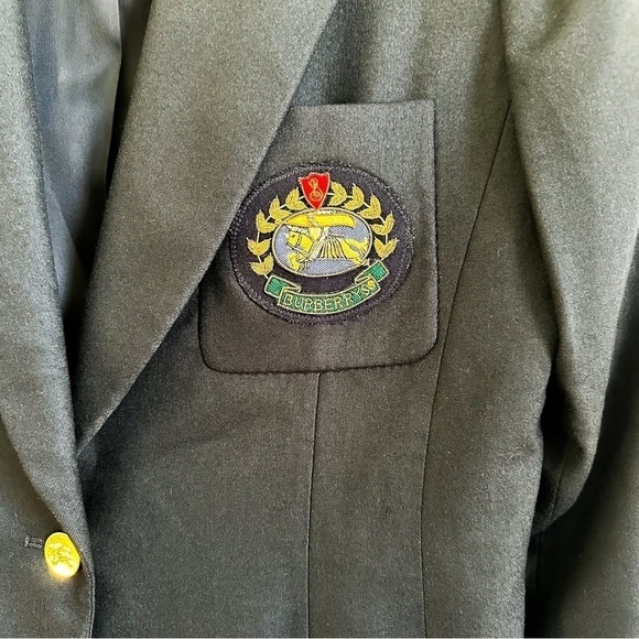 Burberry Navy Blue Embroidered Crest Oversized Schoolboy Wool Cashmere Blazer 8 - Picture 3 of 10